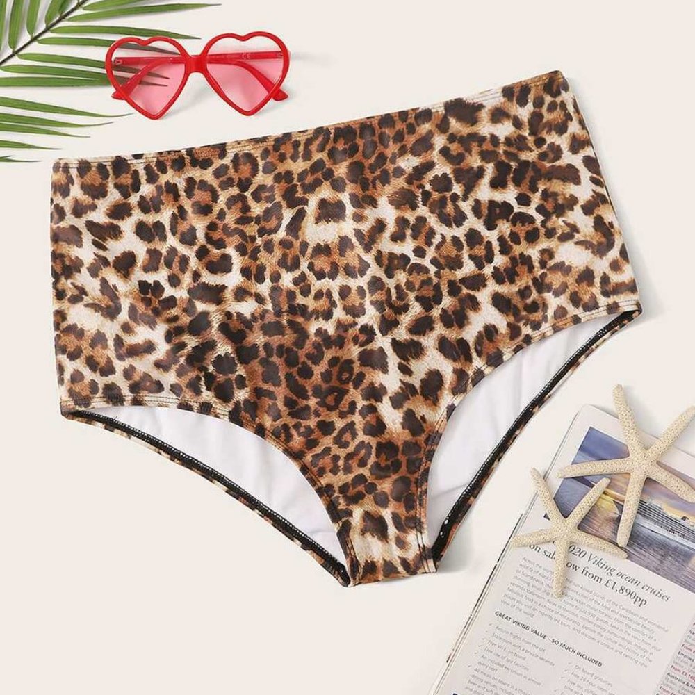 Plus Leopard High Waisted Bikini Panty